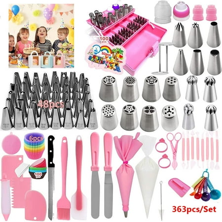 363-Piece Cake Decorating Baking Tools Supplies Kit DIY Cake Russian Piping Tips Icing Nozzles Set with Multi-Purpose 3-Layer Toolbox with Tray
363-Piece Cake Decorating Baking Tools Supplies Kit DIY Cake Russian Piping Tips Icing Nozzles Set with Multi-Purpose 3-Layer Toolbox with Tray