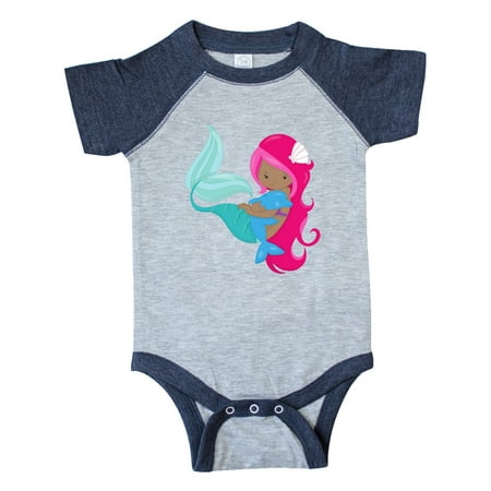 Inktastic African American Mermaid With Pink Hair Dolphin Gift Baby Girl Bodysuit