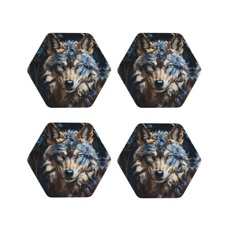 Leather Coasters with Heat-resistant for Drinks Vintage Blue Floral Wolf -标题2 Hexagon
Leather Coasters with Heat-resistant for Drinks Vintage Blue Floral Wolf -标题2 Hexagon