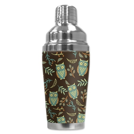 Mugzie brand 16-Ounce Cocktail Shaker with Insulated Wetsuit Cover - Brown Owls
