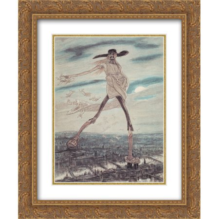 Felicien Rops 2x Matted 20x24 Gold Ornate Framed Art Print 'The Satanic. Satan Sowing Tares'