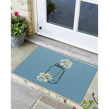 Indoor Outdoor Mats Glass Bottle and Daisies on Blue Door Mat Non-Slip Absorbent Resist Dirt Entrance Mat Washable Welcome Mats for Entryway Low-Profile Floor Mats
Indoor Outdoor Mats Glass Bottle and Daisies on Blue Door Mat Non-Slip Absorbent Resist Dirt Entrance Mat Washable Welcome Mats for Entryway Low-Profile Floor Mats