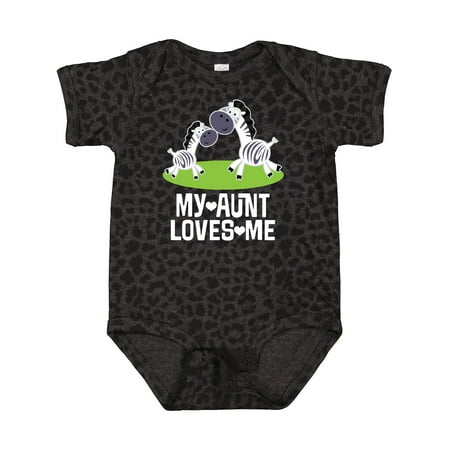Inktastic My Aunt Loves Me Zebra Zoo Animal Gift Baby Boy or Baby Girl Bodysuit