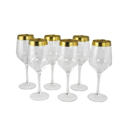 8.75 in. Wine Glass with Greek Key Design Set 6 Piece