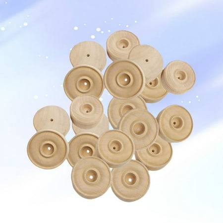 30pcs Round Wooden Wheels Small Wheels Toy Accessories DIY Handmade Crafts Supplies for Kid