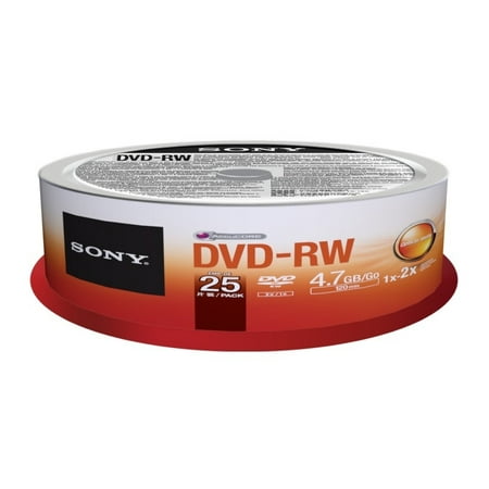 Sony 25DMW47SP Disc Dvd-rw 4.7gb 25/pk Spindle 2x