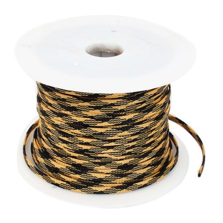 Car Audio Black Yellow Sleeving Braided Polyester Cable Cover 7mm Width