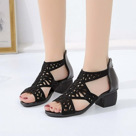 AXXD Black Sandals for Women Summer Fish Mouth Rhinestone Hollow Out Sandals Back Zipper Middle Heels Sandals
AXXD Black Sandals for Women Summer Fish Mouth Rhinestone Hollow Out Sandals Back Zipper Middle Heels Sandals