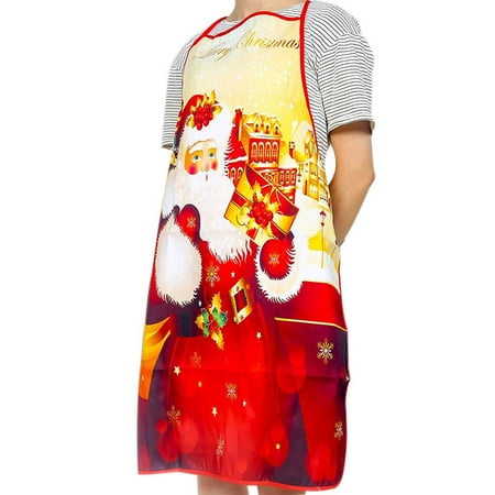 One Opening Red Christmas Aprons Adult Santa Claus Aprons Dinner Cleaning Apron