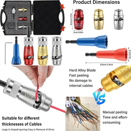 Durable Aluminum High-Quality Portable Wire Twister Tool Sets in 3 Sizes for Fast and Easy Wire Stripping and Twisting - Compatible with Power Drill - Ideal Solution for DIY Enthusiasts a
Durable Aluminum High-Quality Portable Wire Twister Tool Sets in 3 Sizes for Fast and Easy Wire Stripping and Twisting - Compatible with Power Drill - Ideal Solution for DIY Enthusiasts a