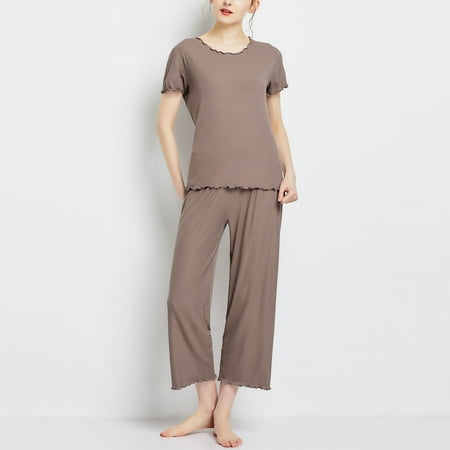 skpblutn Women Pajama Sets For Women Short Sleeve Round Neck Casual T Shirt With Scallop Hem Design Solid Color Home And Outdoor Wear Base Layer Tee Shirt
skpblutn Women Pajama Sets For Women Short Sleeve Round Neck Casual T Shirt With Scallop Hem Design Solid Color Home And Outdoor Wear Base Layer Tee Shirt