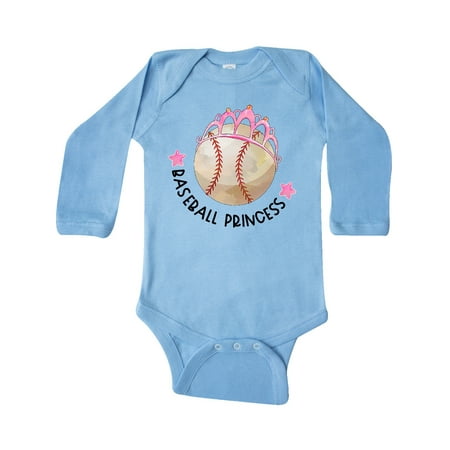 Inktastic Baseball Princess- Tiara Gift Baby Girl Long Sleeve Bodysuit