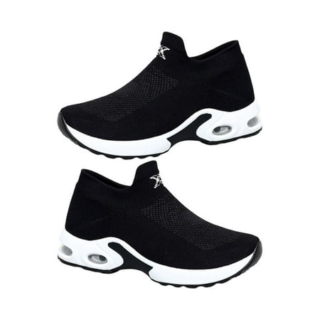 

HOMEMAXS 1 Pair Stretch Gym Shoes Leisure Running Shoes Knit Elastic Sports Shoes Large Size Women Exercise Shoes Size38 (Black EU38 US7 UK4.5)