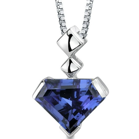 Peora 6.25 Ct Superman Cut Simulated Alexandrite Rhodium-Plated Sterling Silver Pendant, 18