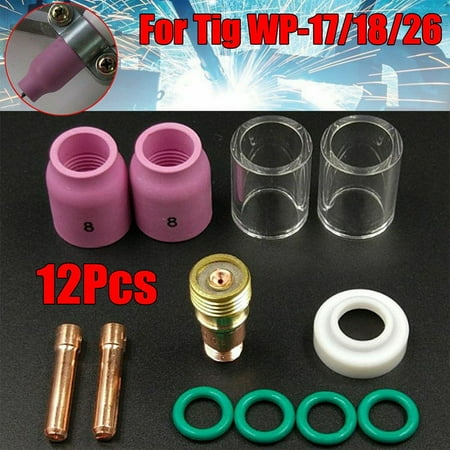 12Pcs TIG Welding Torch Stubby Gas Lens #10 Cup Kit for WP-17/18/26