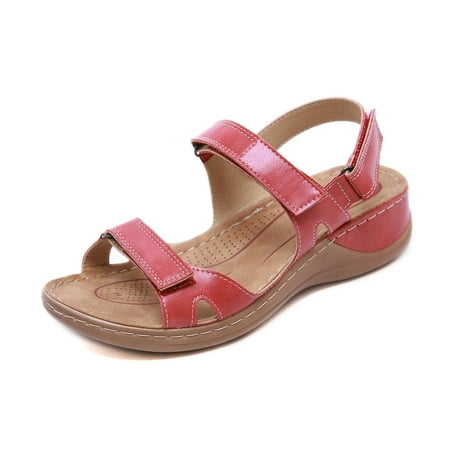 Toe PU Leather Sandals Premium Comfy Hook And Loop Closure Summer Outdoor Sandals Red 36
Toe PU Leather Sandals Premium Comfy Hook And Loop Closure Summer Outdoor Sandals Red 36