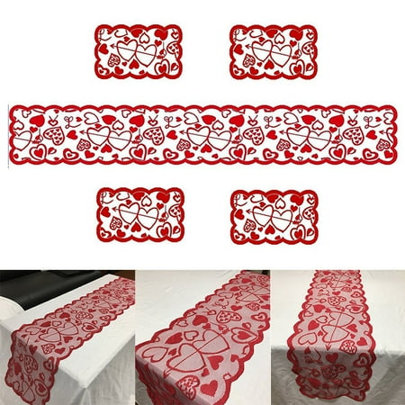 Romantic Heart Pattern Lace Tablecloth Valentines Day Red Love Heart Shaped Table Runners with Placemats for Home Living Decor 5Pcs/set New pinshui
Romantic Heart Pattern Lace Tablecloth Valentines Day Red Love Heart Shaped Table Runners with Placemats for Home Living Decor 5Pcs/set New pinshui