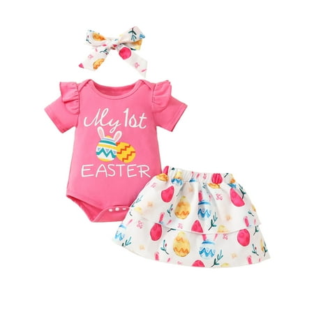 Gueuusu Infant Baby Girl Easter 3 Piece Outfit Short Sleeve Romper + Elastic Waist Skirt + Bow Headband Easter Set 0-18Months
Gueuusu Infant Baby Girl Easter 3 Piece Outfit Short Sleeve Romper + Elastic Waist Skirt + Bow Headband Easter Set 0-18Months