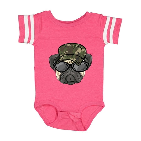 Inktastic Pug Dog Funny Camo Military Hat Gift Baby Boy or Baby Girl Bodysuit