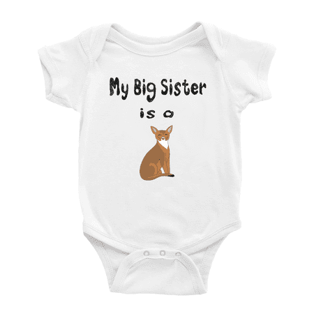 My Big Sister Is A Abyssinian Cat Funny Baby Clothing Bodysuits For Boy Girl