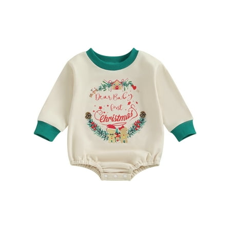 Suanret Toddler Baby Boys Girls Christmas Romper Long Sleeve Tree Letter Print Bodysuit Newborn Winter Jumpsuit Green 0-3 Months
Suanret Toddler Baby Boys Girls Christmas Romper Long Sleeve Tree Letter Print Bodysuit Newborn Winter Jumpsuit Green 0-3 Months