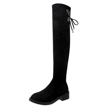 GENILU Women Rhinestones Faux Suede Over The Knee Boots Long Winter Shoes Work Tall Thigh High Boot Black with Plush Lining (3cm Heel) 5
GENILU Women Rhinestones Faux Suede Over The Knee Boots Long Winter Shoes Work Tall Thigh High Boot Black with Plush Lining (3cm Heel) 5