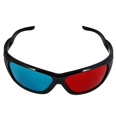 Insten 2 Pack Black Frame Red Blue 3D Glasses For Dimensional Anaglyph Movie Video Game DVD HDTV LCD LED TV Home Theater