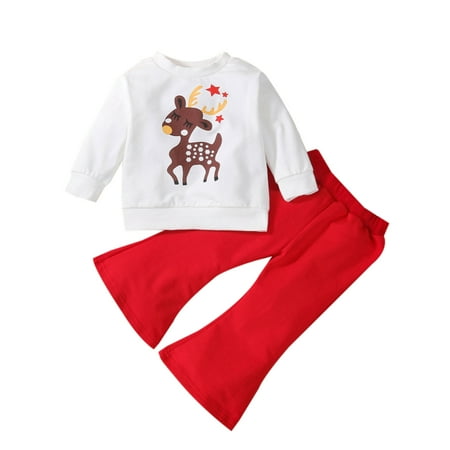 Jxzom Lovely Baby Girls Christmas Clothes Sets 2pcs Xmas Deer Printed Long Sleeve Sweatshirt Tops+Flare Pants
Jxzom Lovely Baby Girls Christmas Clothes Sets 2pcs Xmas Deer Printed Long Sleeve Sweatshirt Tops+Flare Pants