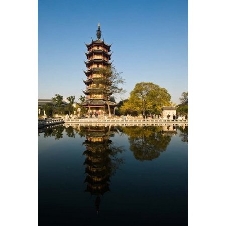 China Changzhou Red Plum Park Pagoda Canvas Art - Michael DeFreitas DanitaDelimont (24 x 36)