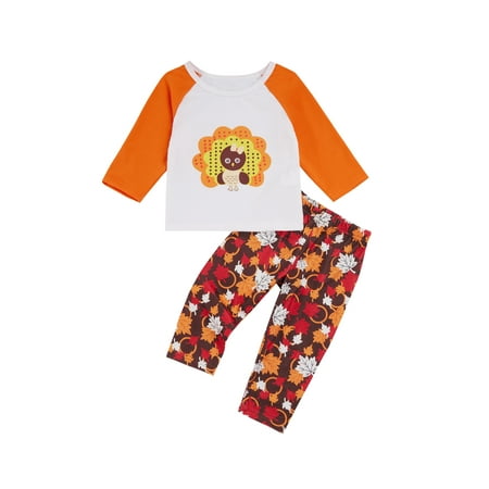 Lazybaby Infant Toddler Baby Girls 2 Pcs Thanksgiving Outfit Turkey Print Top Leaf Print Pants Set
Lazybaby Infant Toddler Baby Girls 2 Pcs Thanksgiving Outfit Turkey Print Top Leaf Print Pants Set