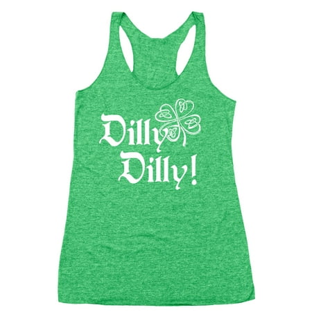 Irish Dilly Dilly Large Heather Green Racer Back Tri-Blend Tank Top