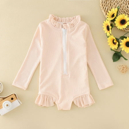 Gubotare Summer Toddler Girls Long Sleeve Solid Color Ruffles 1 Piece Swimwear Beach Onesie Swimsuit Bikini Cover up Large Beige 4-5 Years
Gubotare Summer Toddler Girls Long Sleeve Solid Color Ruffles 1 Piece Swimwear Beach Onesie Swimsuit Bikini Cover up Large Beige 4-5 Years