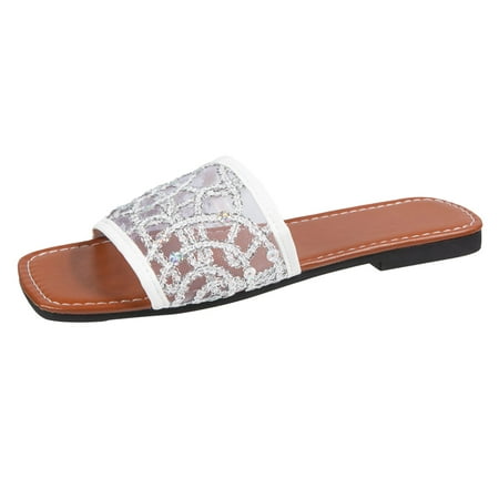 Youmylove Women Slide Slippers Fashion Summer Mesh Sequins Decorative Flat Bottom Open Toe Beach Slippers Comfort Cozy Leisure Daily Walking
Youmylove Women Slide Slippers Fashion Summer Mesh Sequins Decorative Flat Bottom Open Toe Beach Slippers Comfort Cozy Leisure Daily Walking