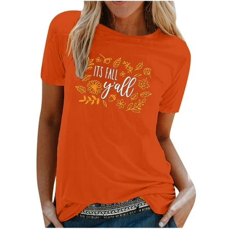 Shirts for Women Shirts for Women Women s Summer Casual Round Neck Autumn Print Short Sleeve Top Blouse T-Shirt Crop Top White Tank Tops Women Clearance Orange M
Shirts for Women Shirts for Women Women s Summer Casual Round Neck Autumn Print Short Sleeve Top Blouse T-Shirt Crop Top White Tank Tops Women Clearance Orange M