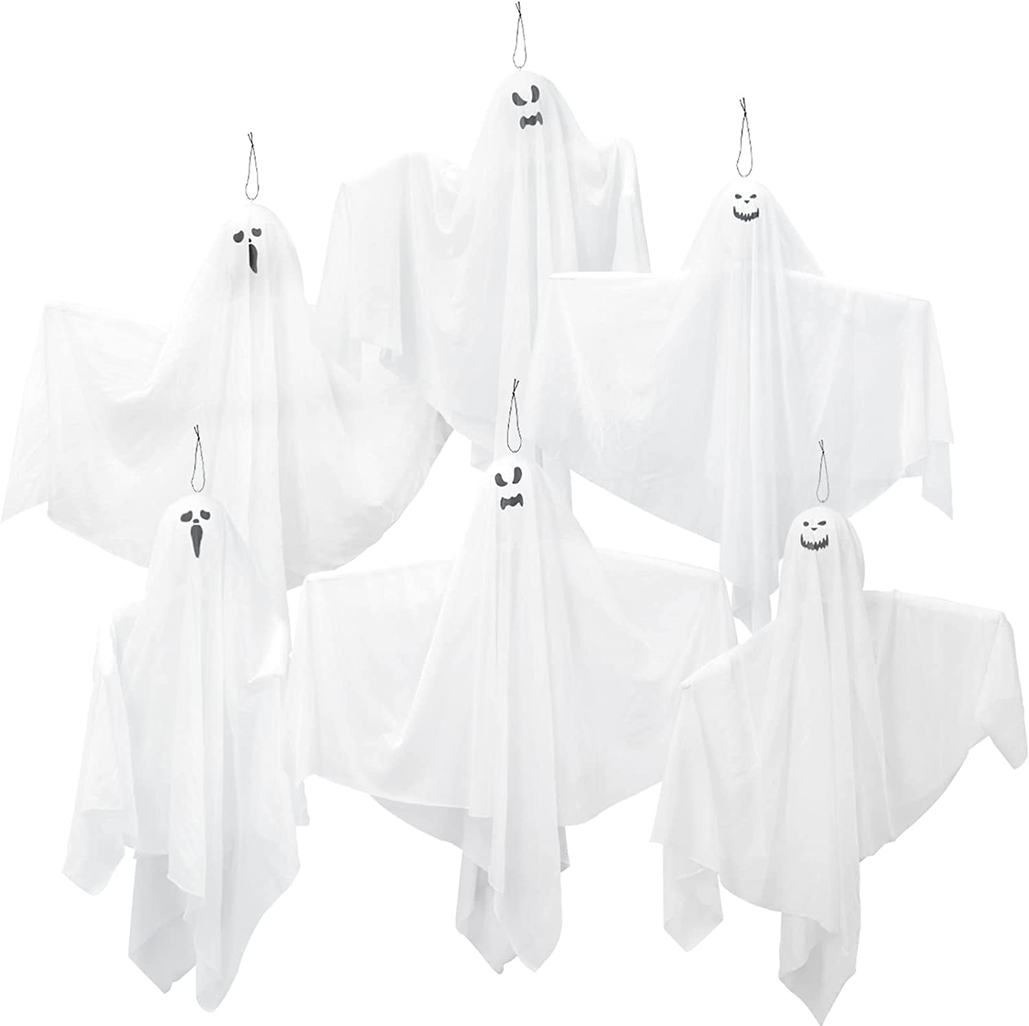 6 Pack Halloween Hanging Ghosts 27 6 Inch Flying Ghost For Halloween