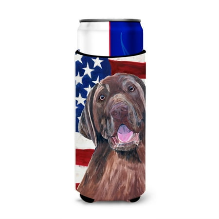 USA American Flag with Labrador Ultra Beverage Insulators for slim cans SC9029MUK