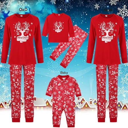 keusn christmas print matching family christmas pajamas set