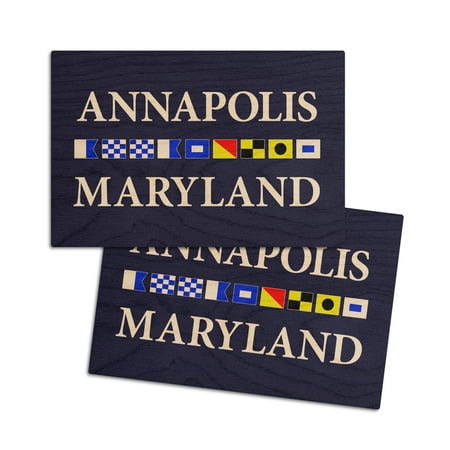 

Annapolis Maryland Nautical Flags (4x6 Birch Wood Postcards 2-Pack Stationary Rustic Home Wall Decor)