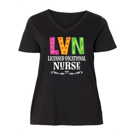 Inktastic LVN Licensed Vocational Nurse Women s Plus Size V-Neck