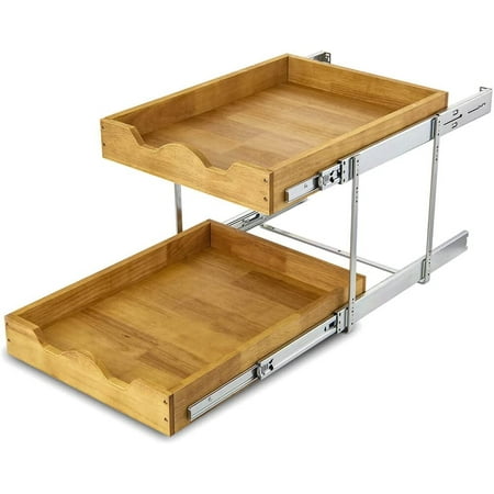 LINSHUI 2 Tier Pull Out Cabinet Organizer (17 W x 21 D) Wood And Metal Double Tier Slide Out Wood Drawer Under Cabinet Storage And Organization
LINSHUI 2 Tier Pull Out Cabinet Organizer (17 W x 21 D) Wood And Metal Double Tier Slide Out Wood Drawer Under Cabinet Storage And Organization