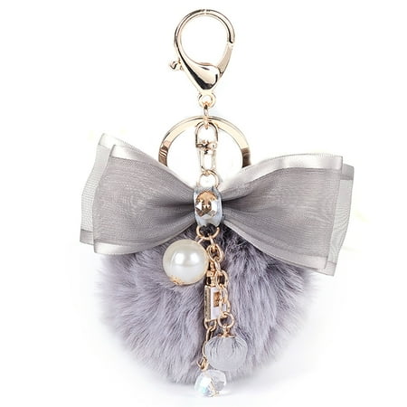 Fashion Bowknot Fuzzy Ball Key Ring Alloy Keychain with Faux Pearl Pendant (Light Grey)
Fashion Bowknot Fuzzy Ball Key Ring Alloy Keychain with Faux Pearl Pendant (Light Grey)