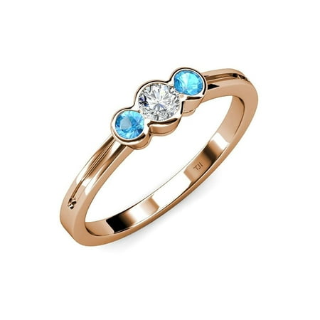 Diamond (SI2-I1 G-H) and Blue Topaz Three Stone Ring 0.53 ct tw in 14K Rose Gold.size 5.0
Diamond (SI2-I1 G-H) and Blue Topaz Three Stone Ring 0.53 ct tw in 14K Rose Gold.size 5.0
