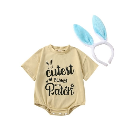 Peyakidsaa Easter Newborn Baby Boys Girls 2Pcs Outfits Short Sleeve Letter Romper with Bunny Ears Headband Set
Peyakidsaa Easter Newborn Baby Boys Girls 2Pcs Outfits Short Sleeve Letter Romper with Bunny Ears Headband Set