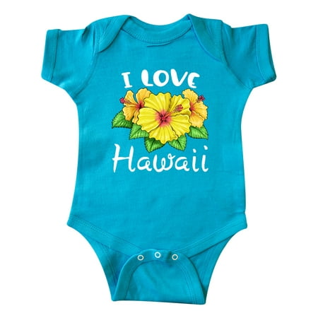 Inktastic I Love Hawaii Hibiscus Flowers Gift Baby Boy or Baby Girl Bodysuit
