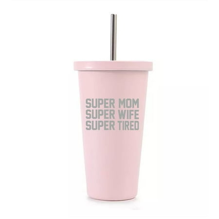 16 oz Stainless Steel Double Wall Insulated Tumbler Pool Beach Cup Travel Mug With Straw Super Mom Wife Tired (Light Pink)
16 oz Stainless Steel Double Wall Insulated Tumbler Pool Beach Cup Travel Mug With Straw Super Mom Wife Tired (Light Pink)