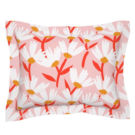 Floral Botanical Daisy Summer Spring Bloom Garden Pillow Sham by Roostery