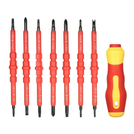Suzicca 7 in 1 500V Changeable Insulated Screwdrivers Set with Magnetic Phillips and Slotted Bits Electrician Tools Kit
Suzicca 7 in 1 500V Changeable Insulated Screwdrivers Set with Magnetic Phillips and Slotted Bits Electrician Tools Kit