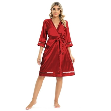WBQ Women s Nightshirt Satin Sleepshirt 3/4 Sleeve Nightgown V Neck Sleepwea Red S-2XL
WBQ Women s Nightshirt Satin Sleepshirt 3/4 Sleeve Nightgown V Neck Sleepwea Red S-2XL