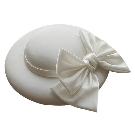 Women Derby Bowler Hat Halloween Bucket Hat Party Dress Hat for Wedding (White)