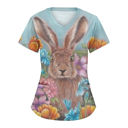 Women Comfotable Cartoon Animals Printing Short Sleeve V-Neck Holiday Cute Working Scrubs Top Blouse Tops With Pockets Ladies Dailywear
Women Comfotable Cartoon Animals Printing Short Sleeve V-Neck Holiday Cute Working Scrubs Top Blouse Tops With Pockets Ladies Dailywear